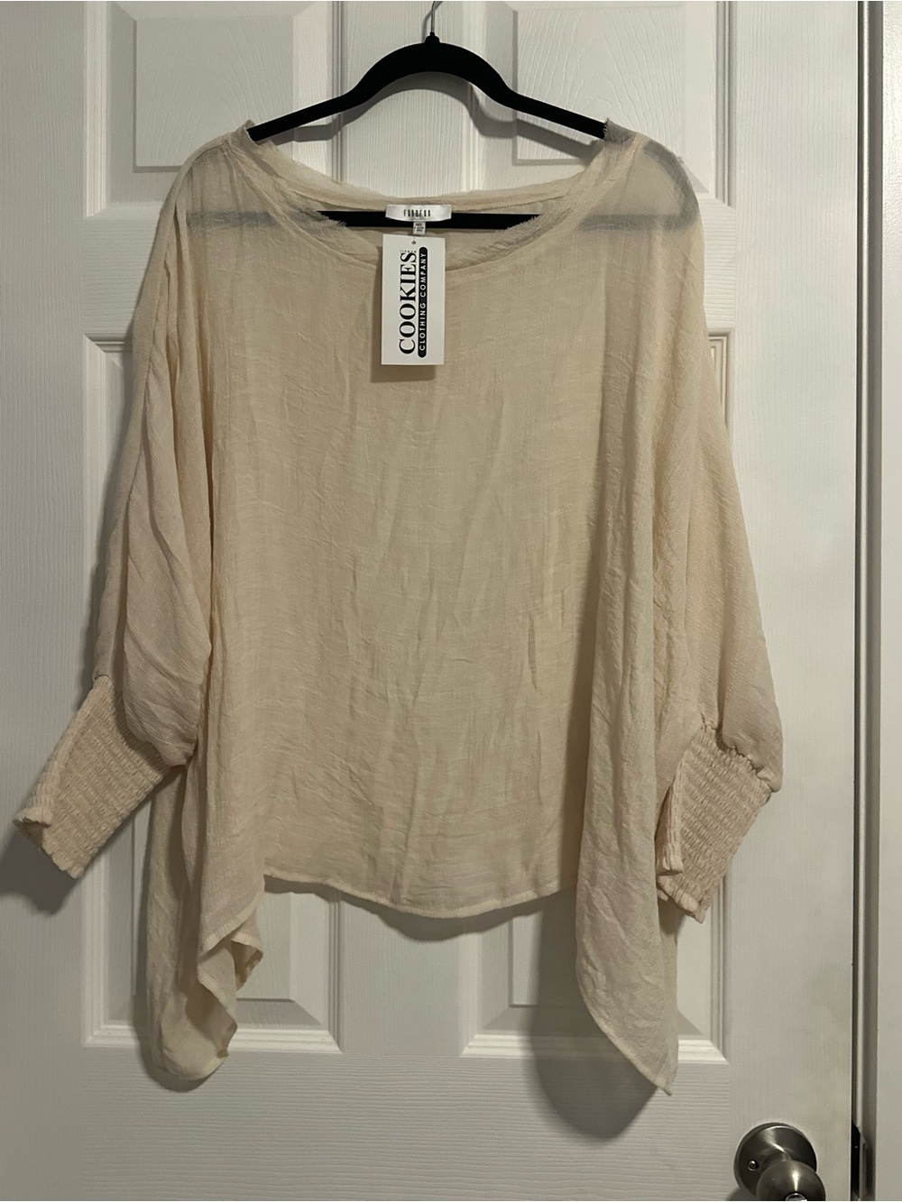 fun 2 fun Cream Sheer Lightweight Women’s Blouse